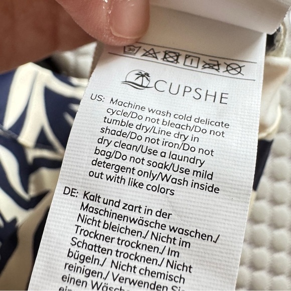 NWT Cupshe Navy White Tropical Floral Wide Leg Pants Size L - Picture 4 of 6